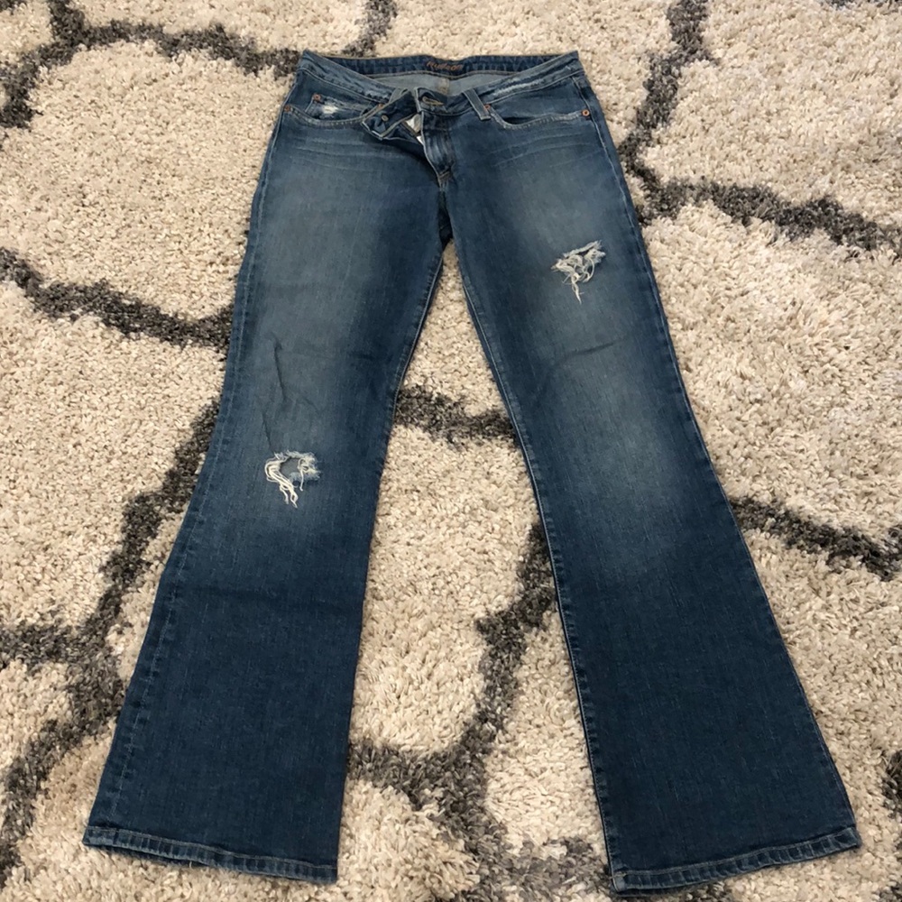HUDSON FLARE JEANS WITH DISTRESSING